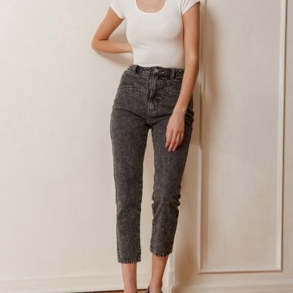 Lulu's black acid-washed crop Jean